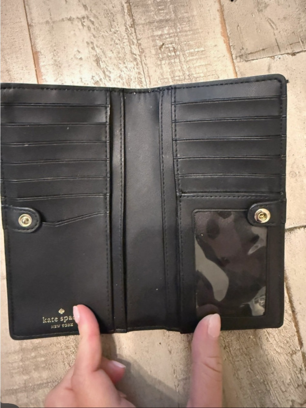 kate spade black saffiano continental zip wallet with gold logo - Picture 3 of 3